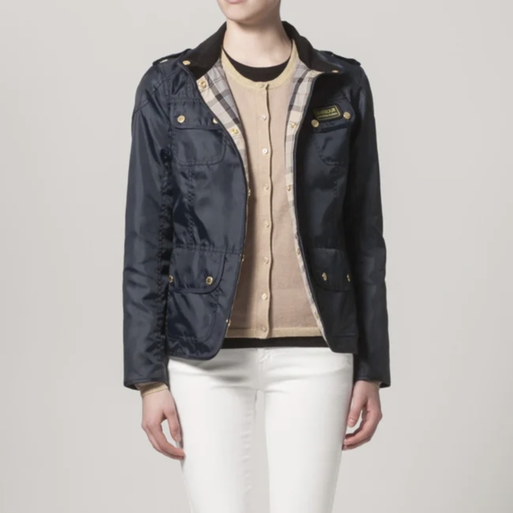 Barbour Blue Jacket Lightweight Waterproof Pockets US Size 4